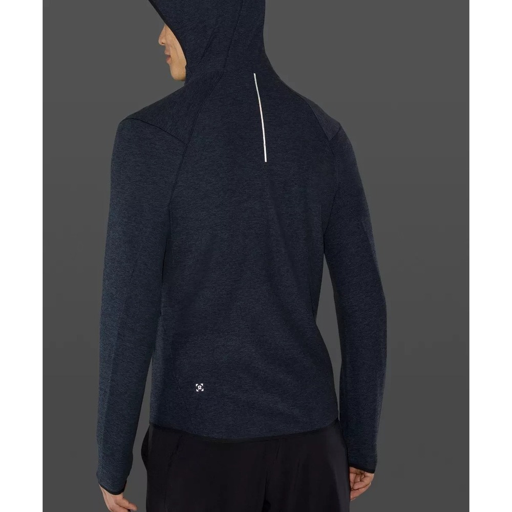 Lululemon Surge Warm Hoodie Men's Large Heather Blue/Black Zip Up Reflective Run